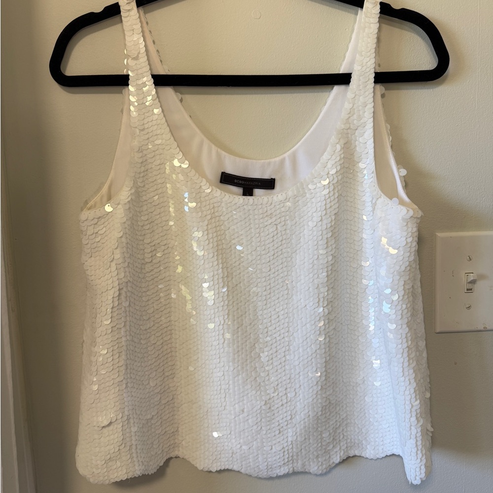 BCBG Sequence scalloped tank